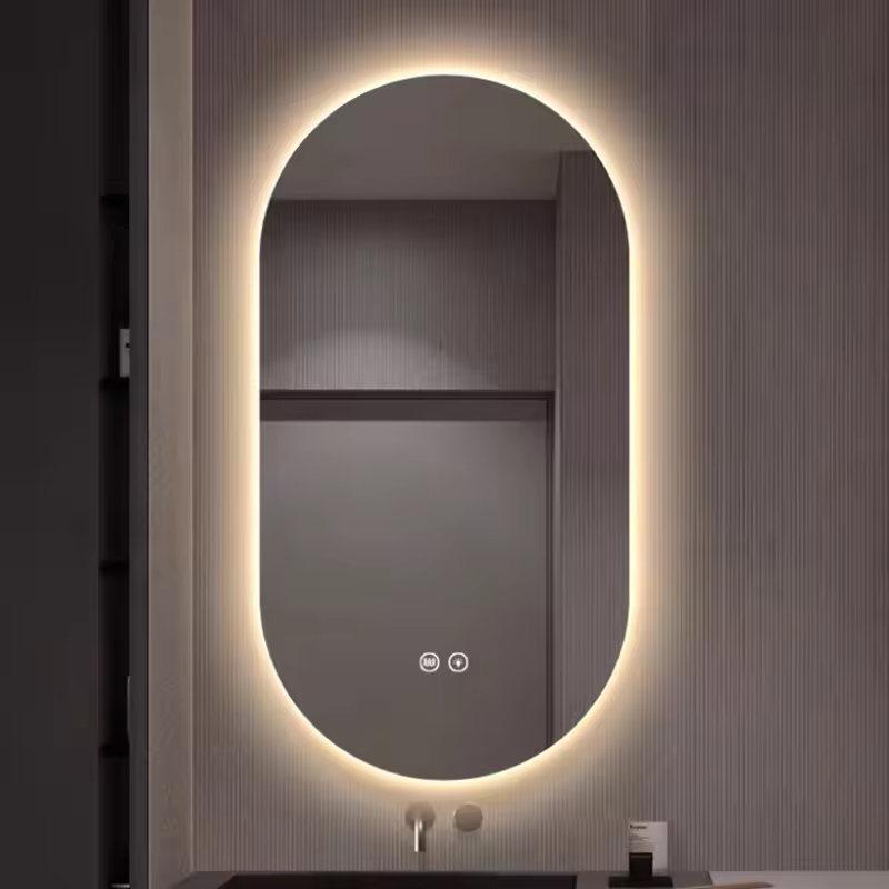 Round oval irregular shape hotel project LED Bathroom smart wifi lighted wall mirror