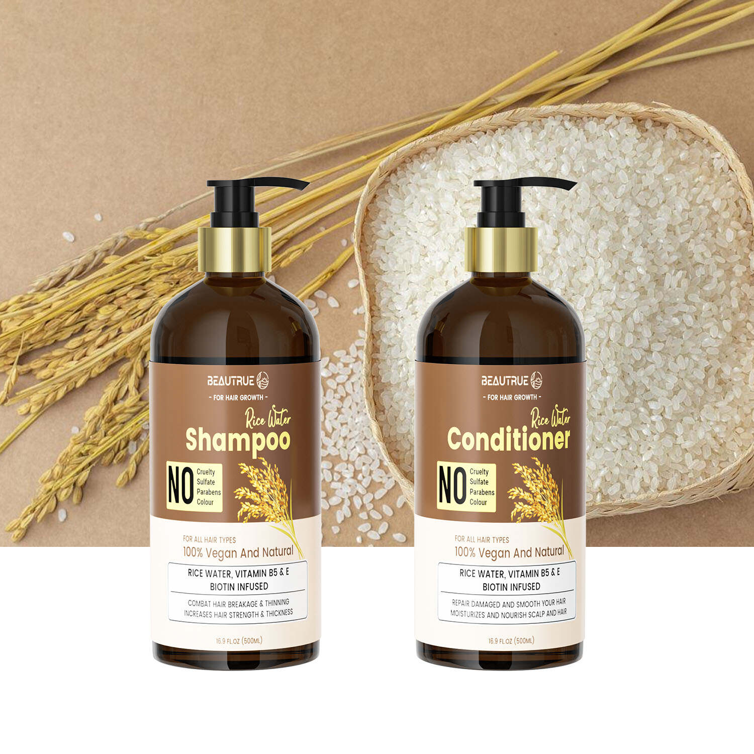 Rice Water Shampoo and Conditioner Set;hair care set;shampoo;conditioner;rice water shampoo;hair growth shampoo