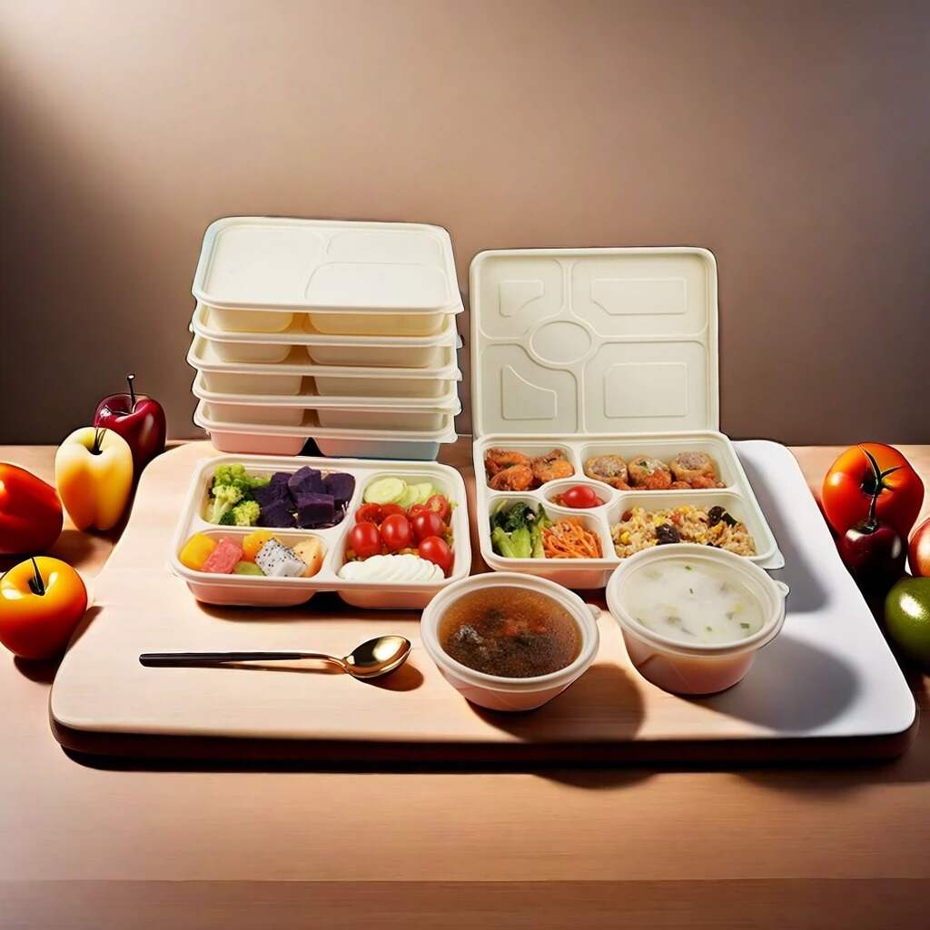 Compostable Biodegradable Degradable Lunch Boxes to Go Food Container Disposable Take Away Lunch Bagasse