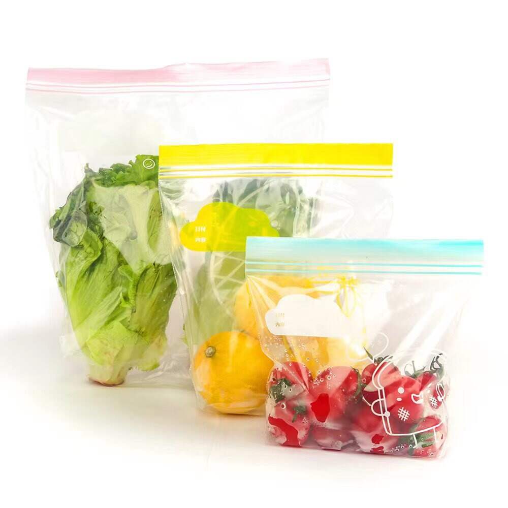 Custom Moisture-Proof Fresh-Keeping Bag Self Seal Plastic Packaging Transparent Double Zipper Pe Resealable Food Bags Keep Fresh