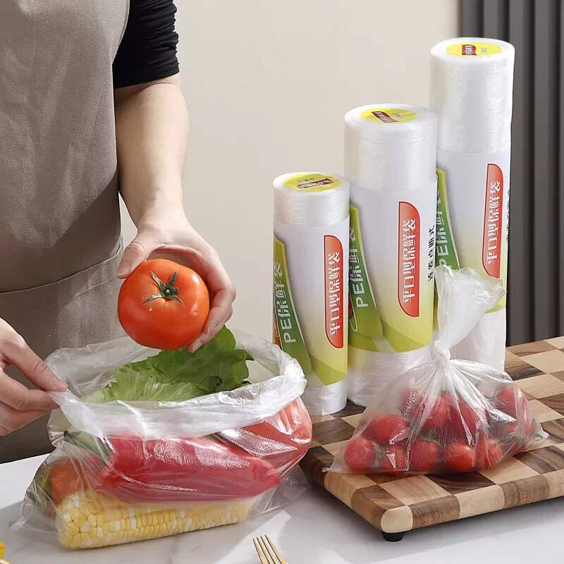 Durable Food Grade Flat Bag Clear Continuous Roll On Vacuum PE Plastic Poly Food Bags for Supermarket Fruit and Vegetable