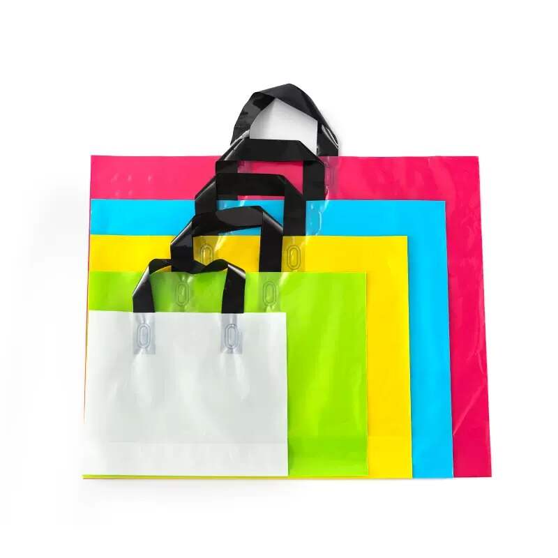 Plastic Shopping Bag With Handle Shoes Clothing Shop Shopping Tote Recyclable Plastic Carrier Bag