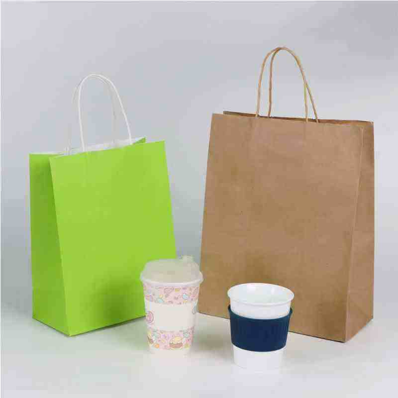 Eco-Friendly Kraft Paper Bags Shopping Bag for Coffee Snacks and Gift Carrier for Food