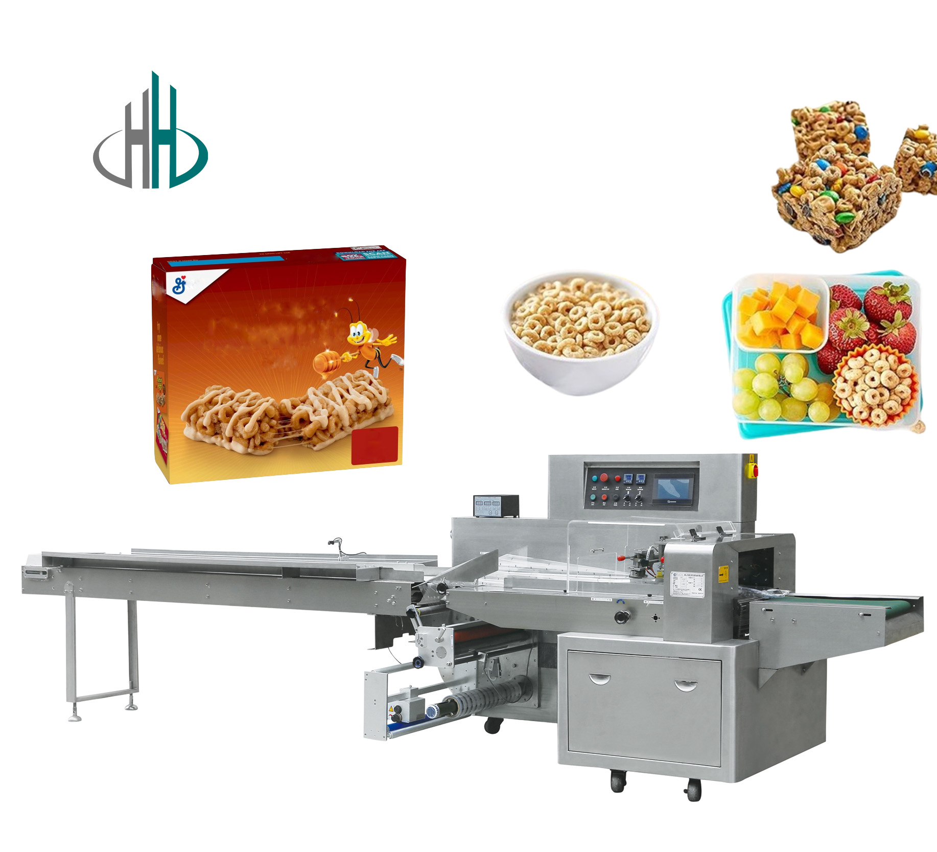 High Speed Pillow Packaging Machine Honey Nut Granola Bar