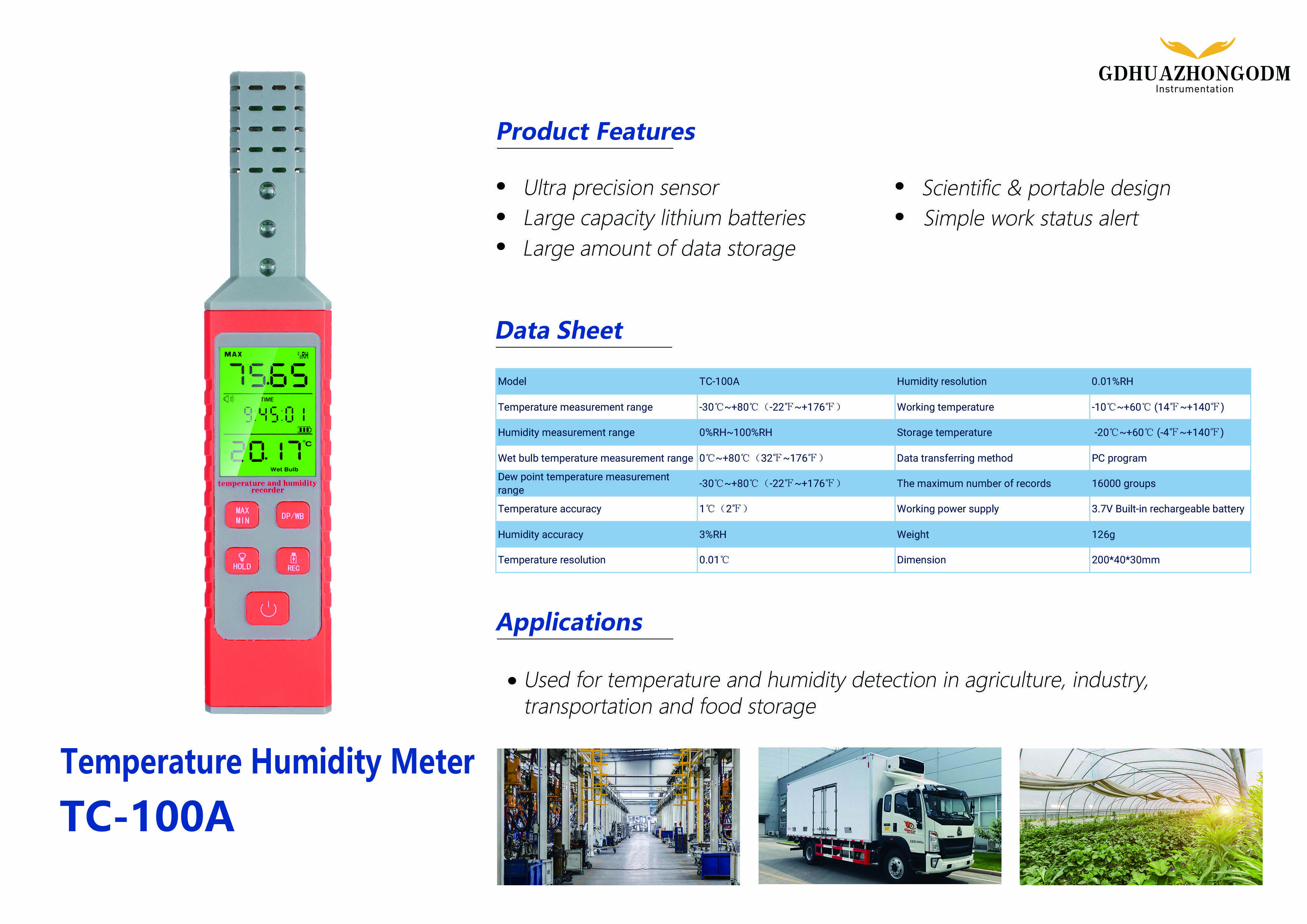 Temperature and humidity; high precision; Real time display