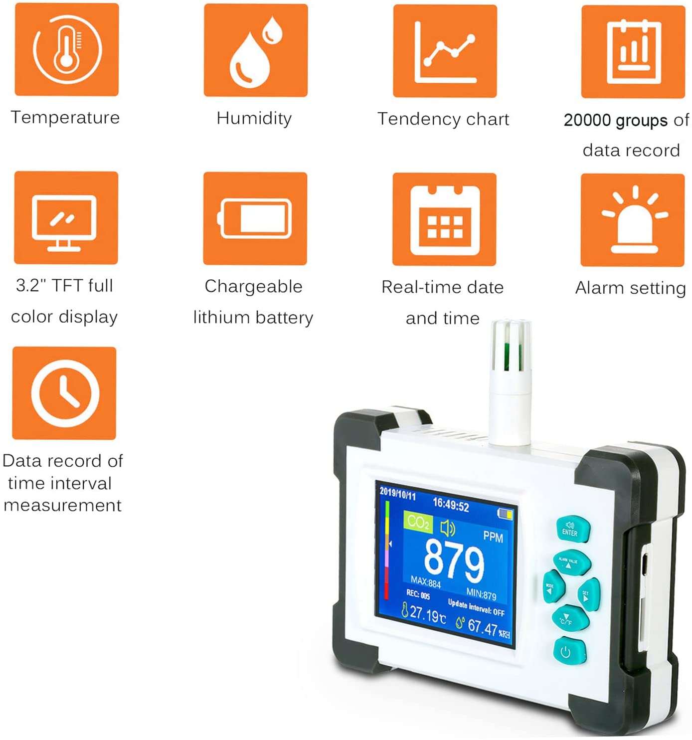 CO2 detector; carbon dioxide monitor; Air quality detector