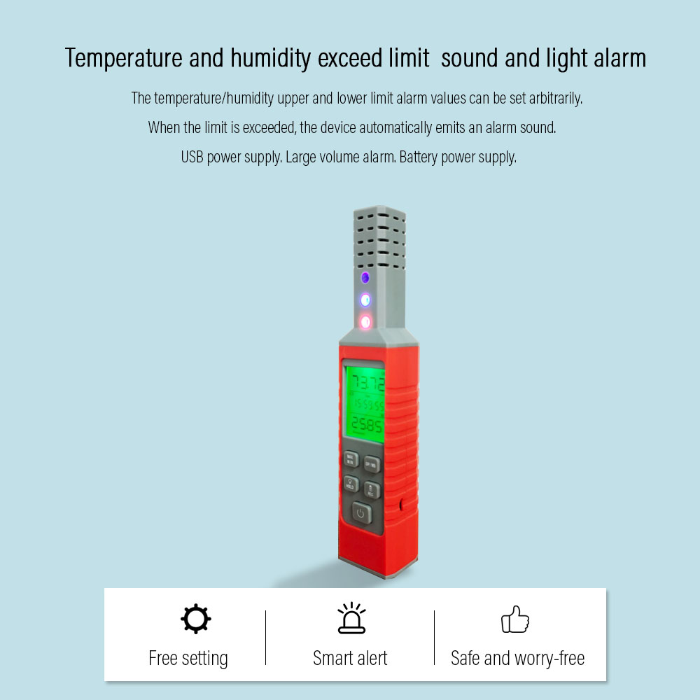 TC-100A High Precision Temperature And Humidity Detector real time display with 16000 groups of data