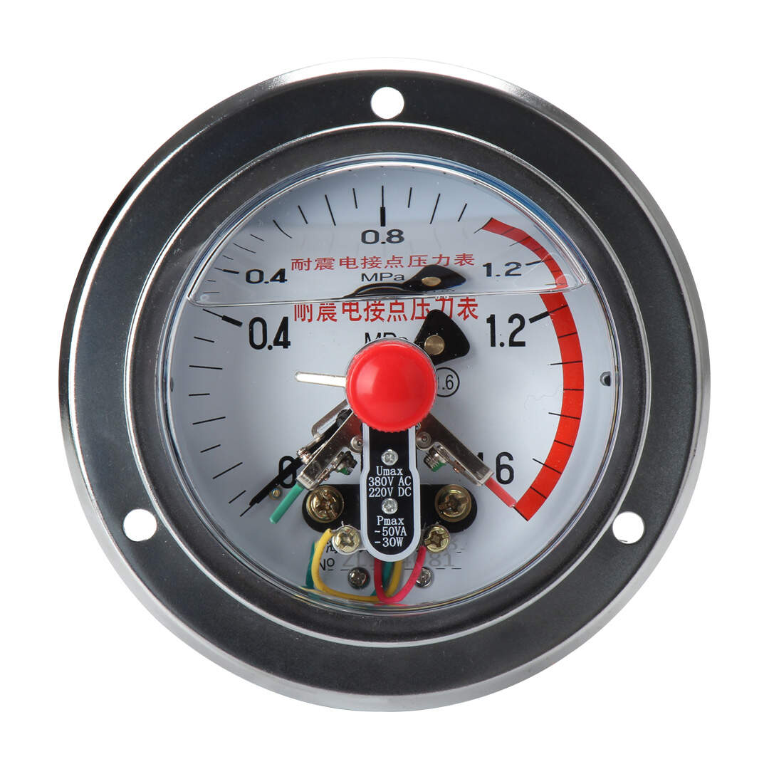 YNXC100ZT Shock-Proof Axial Electric Contact Pressure Gauge(With Front Flange Edge)