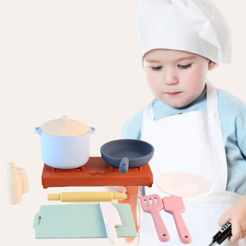 Kitchen Set Toys Kids Pretend Play Cooking Learning Silicone Play Kitchen Toys For Kids Child