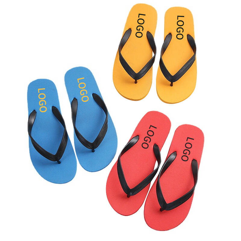 Custom Comfortable Non-slip Logo PVC Flip Flops with Logo, Breathable Flat Slippers for Men, Summer Beach Fashion