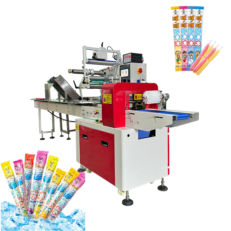 Automatic Ice Lolly Pop Packing Machine Ice Candy Popsicle Horizontal Wrapping Flow Pack Machine