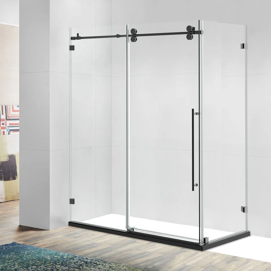 Simple frameless single sliding shower door