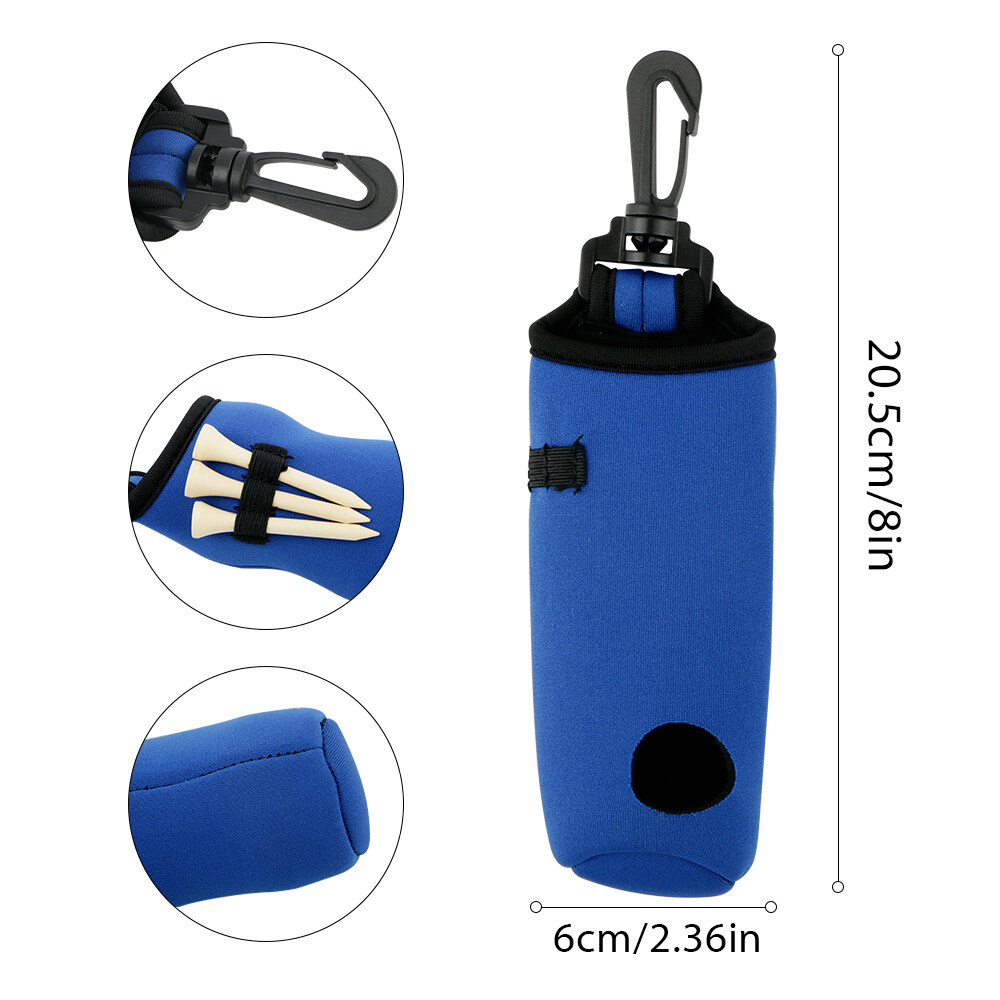 Golf Ball Holder Carry Bag dengan Tee Holder Keychain Belt Clip Hook Portable Golf Ball Accessories Gift Bag Gift