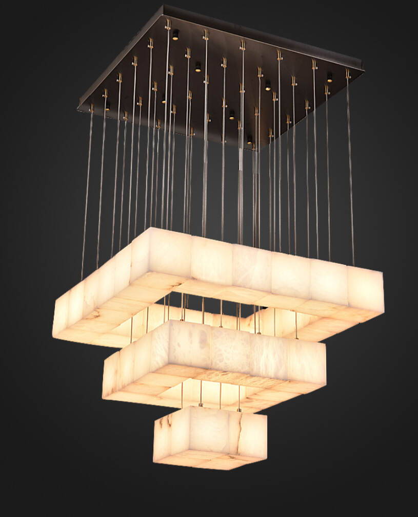 Square Alabaster Chandelier