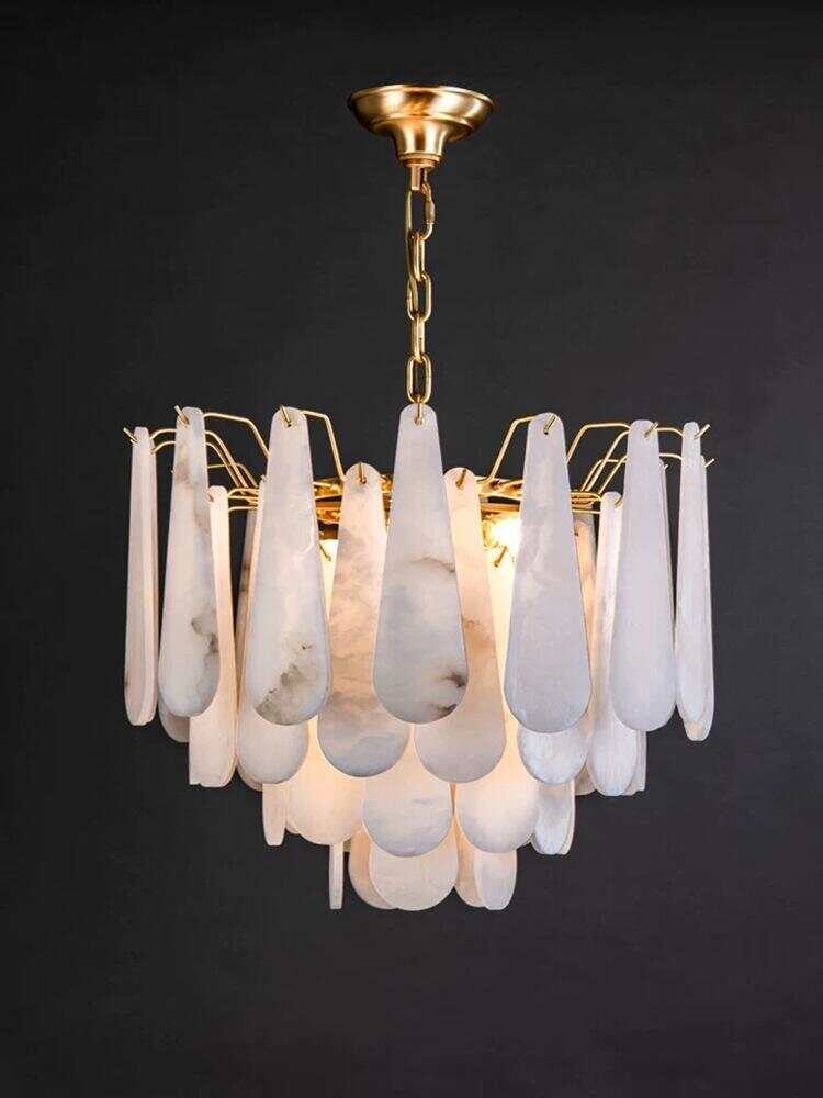 Alabaster Feathery Chandelier Modern Lighting