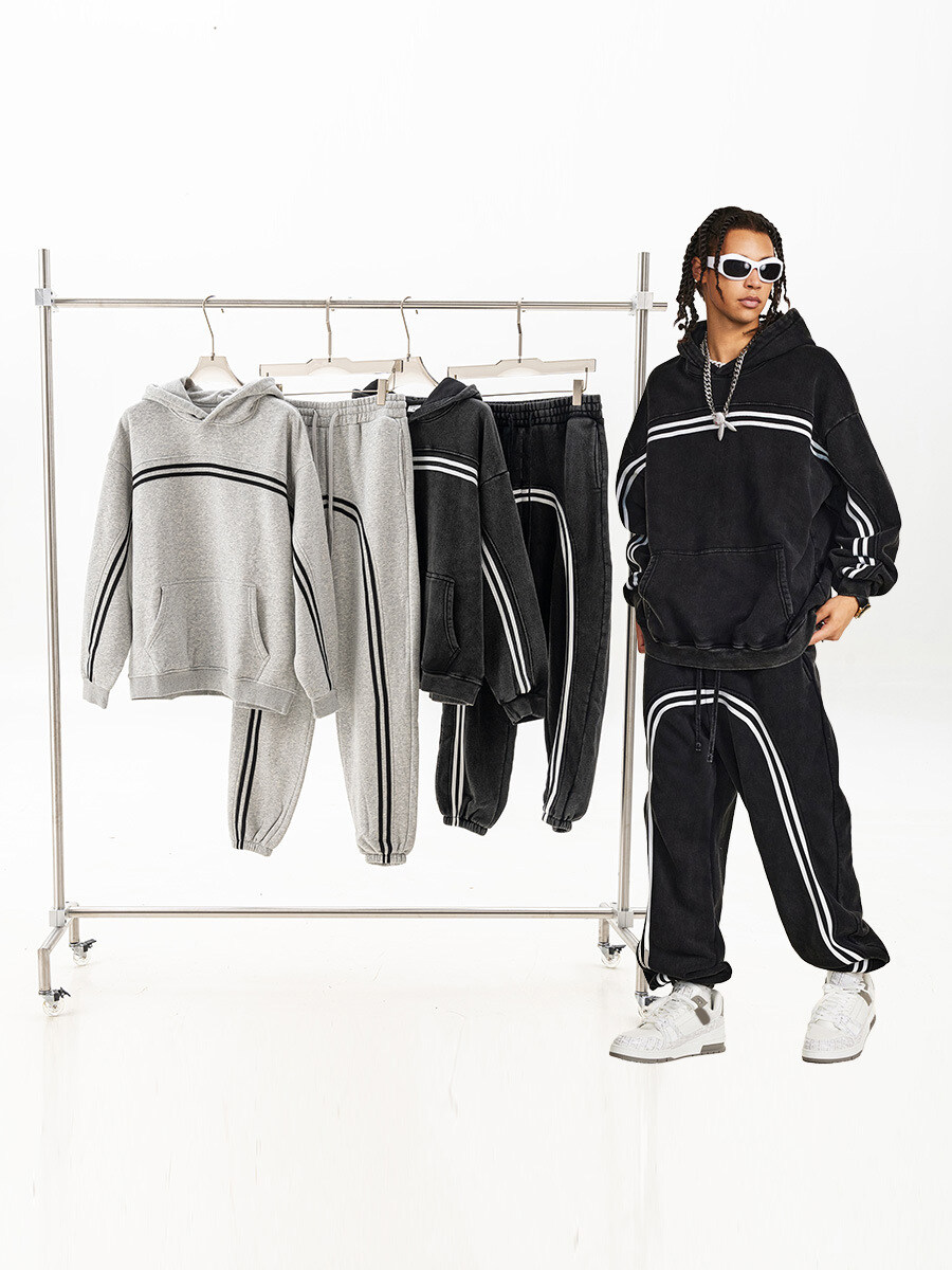 Heavyweight Custom Stripe Hoodie and Joggers Sets