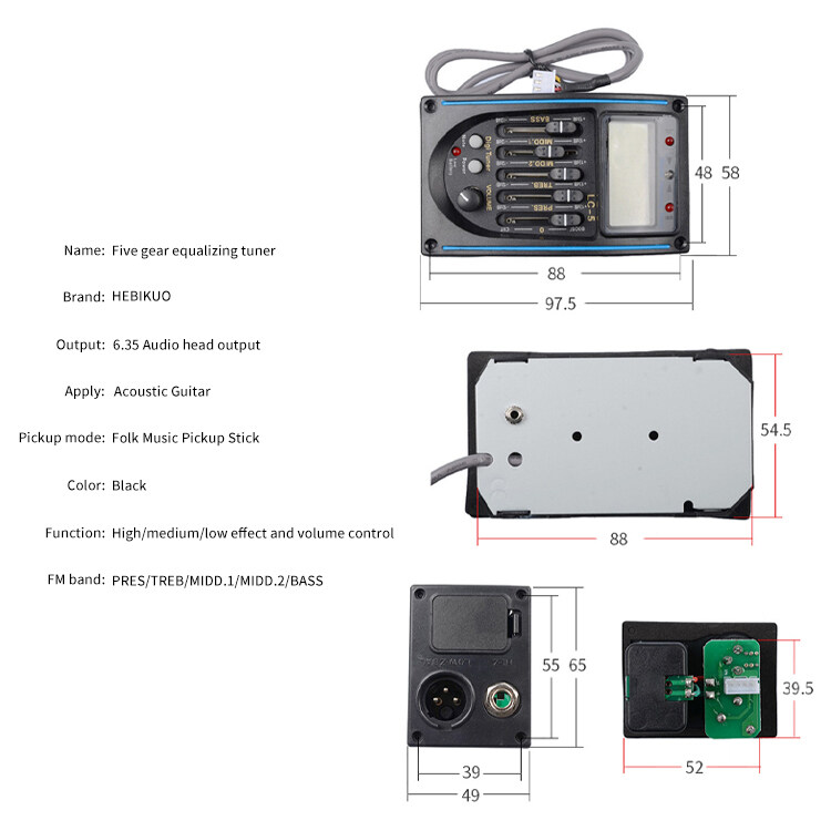 Pickup de guitarra acústica, ecualizador LED de eq de guitarra, accesorios de guitarra