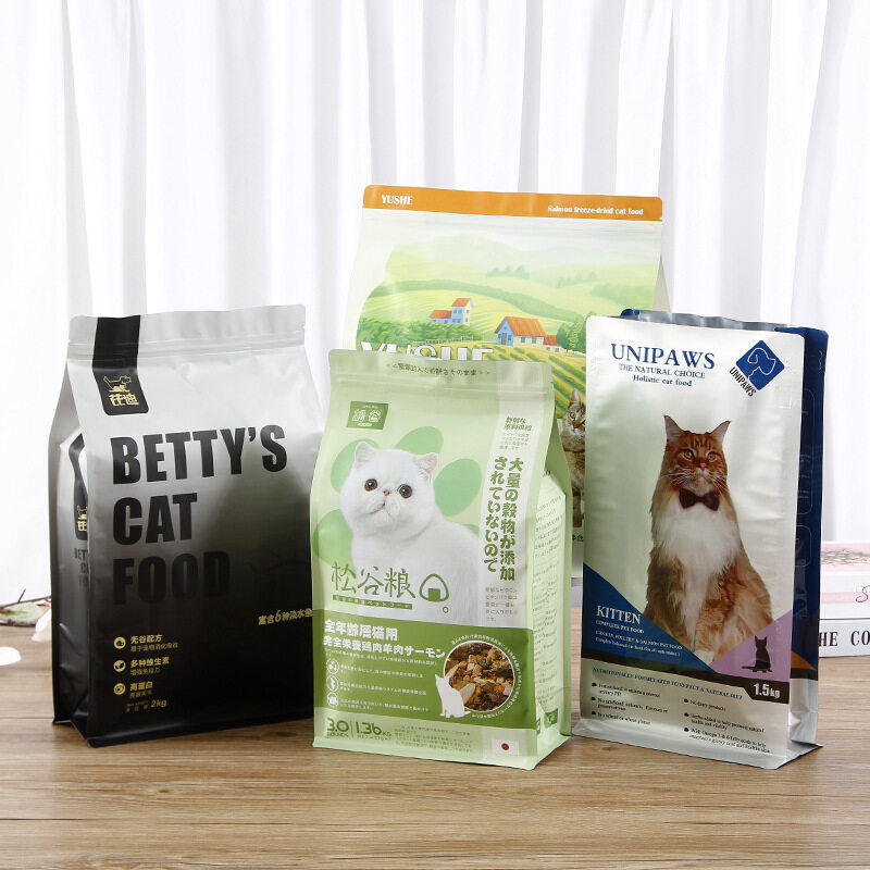 Box Pouches With Press-To-Close Zipper For Pet Food Companys