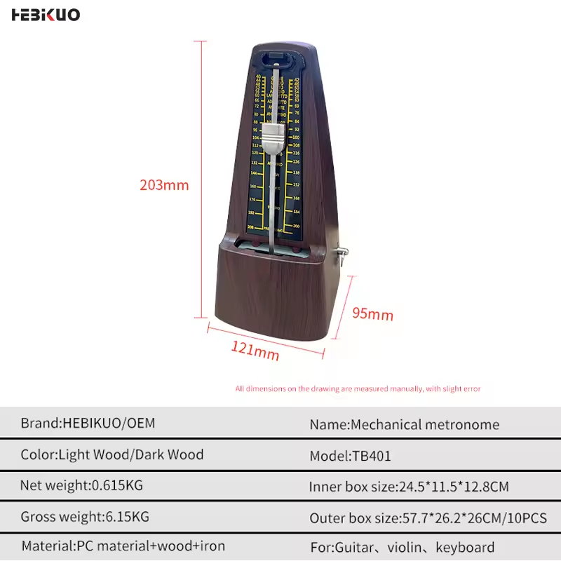 Metronoma mecánico de guitarra de piano, metrónomo mecánico de precio de fábrica, accesorios de instrumentos musicales