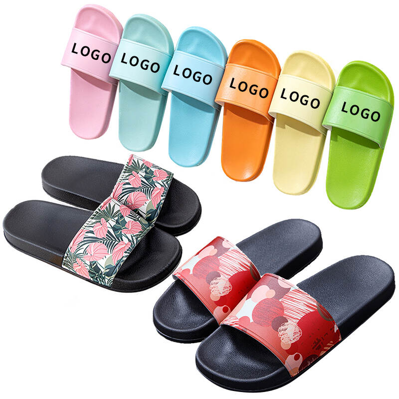 Custom Printed Women's Slippers Fashion Non-Slip Outdoor Beach Shoes Soft PVC Rubber Insole Lightweight Functional Open Toe