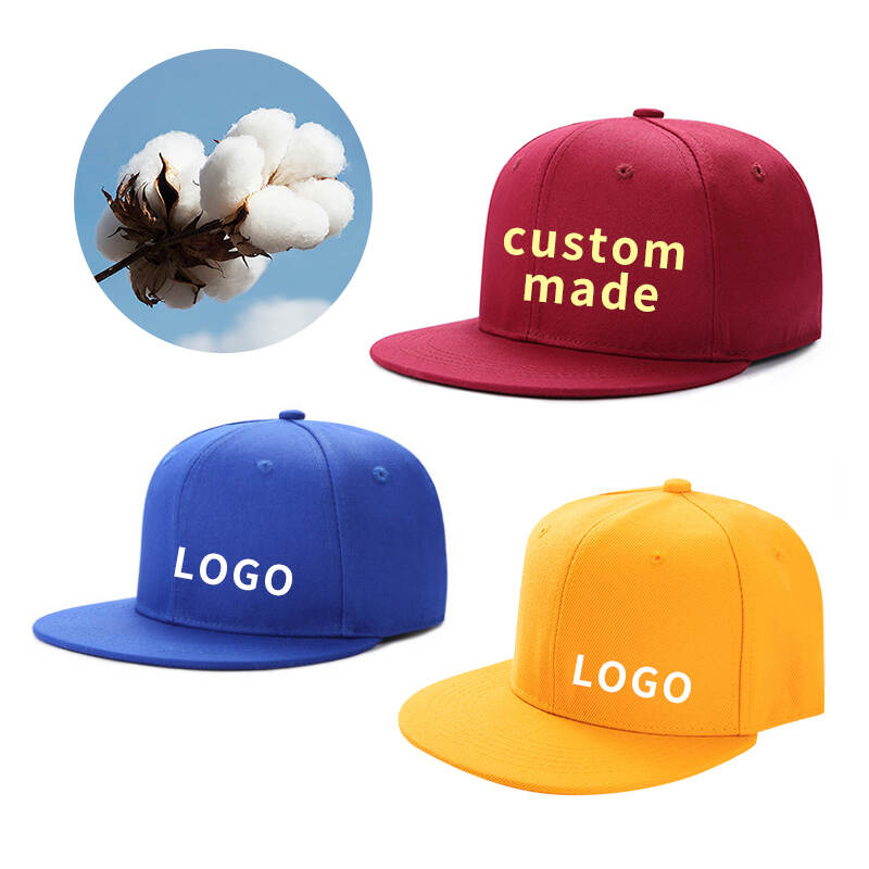 Custom Flat Brim Snapback Caps Style Free Design Team for Men & Women Solid Color Advertising Logo Printing & Embroidery