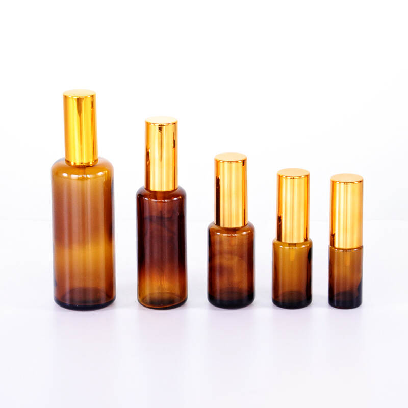 Frosted Amber Glass Essential Oil Bottle Dropper Bottle Anodized Aluminum Cap