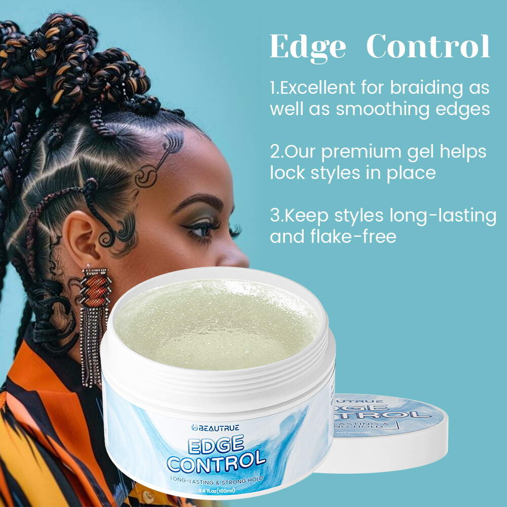 YOUR LOGO Edge Control Perfect Long Lasting No White Residue Extreme Strong Hold High Shining with Aloe Natural Formula Hair Gel