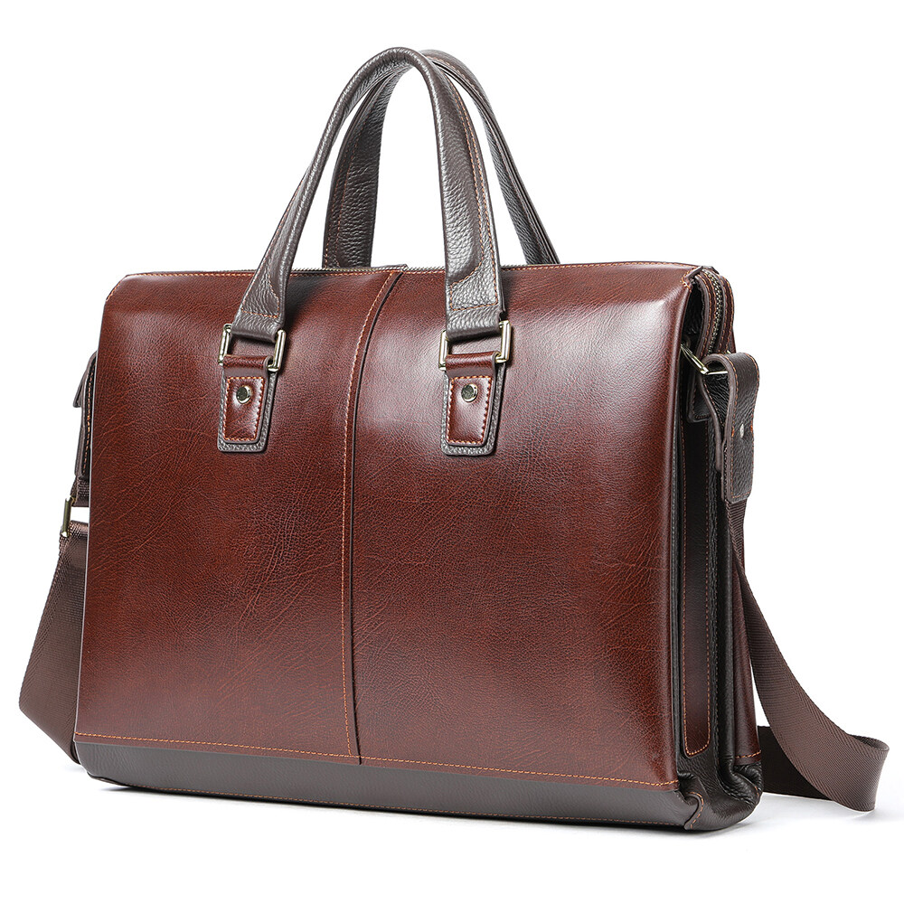 NIUCUNZH Luxury Men Business Office Briefcase Genuine Leather Handbag Messenger Bag 14 inch Laptop Bag Leather Briefcase Men