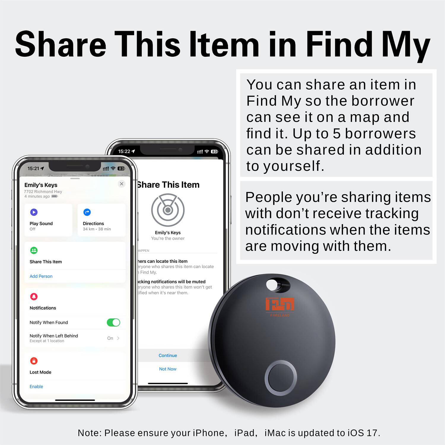 Tracker Bluetooth Air Tracker (iOS Uniquement) - Antiperte IP67, Pour Valises, Sacs, Clés, Couleur Bleue - 8