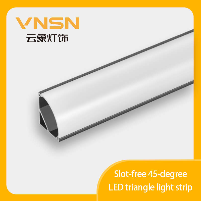 Surface mounted slot-free 45 degree LED triangle light strip