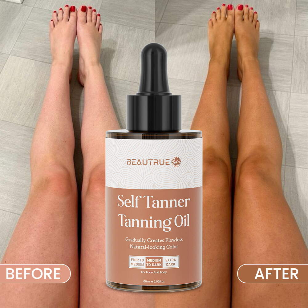 YOUR LOGO Self Tanning Oil Drops Natural & Organic Ingredients Sunless Body Tanning Oil Packed with Moisturizing Oils