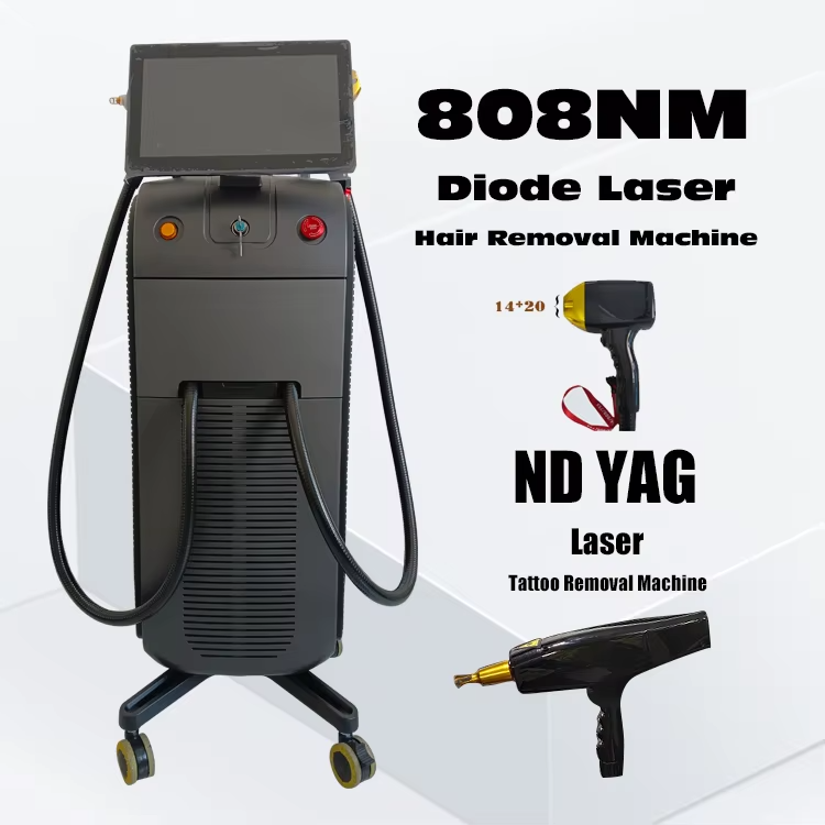 Factory sale 2 in 1 nd yag laser  808nm ice soprano diode laser hair removal  machine