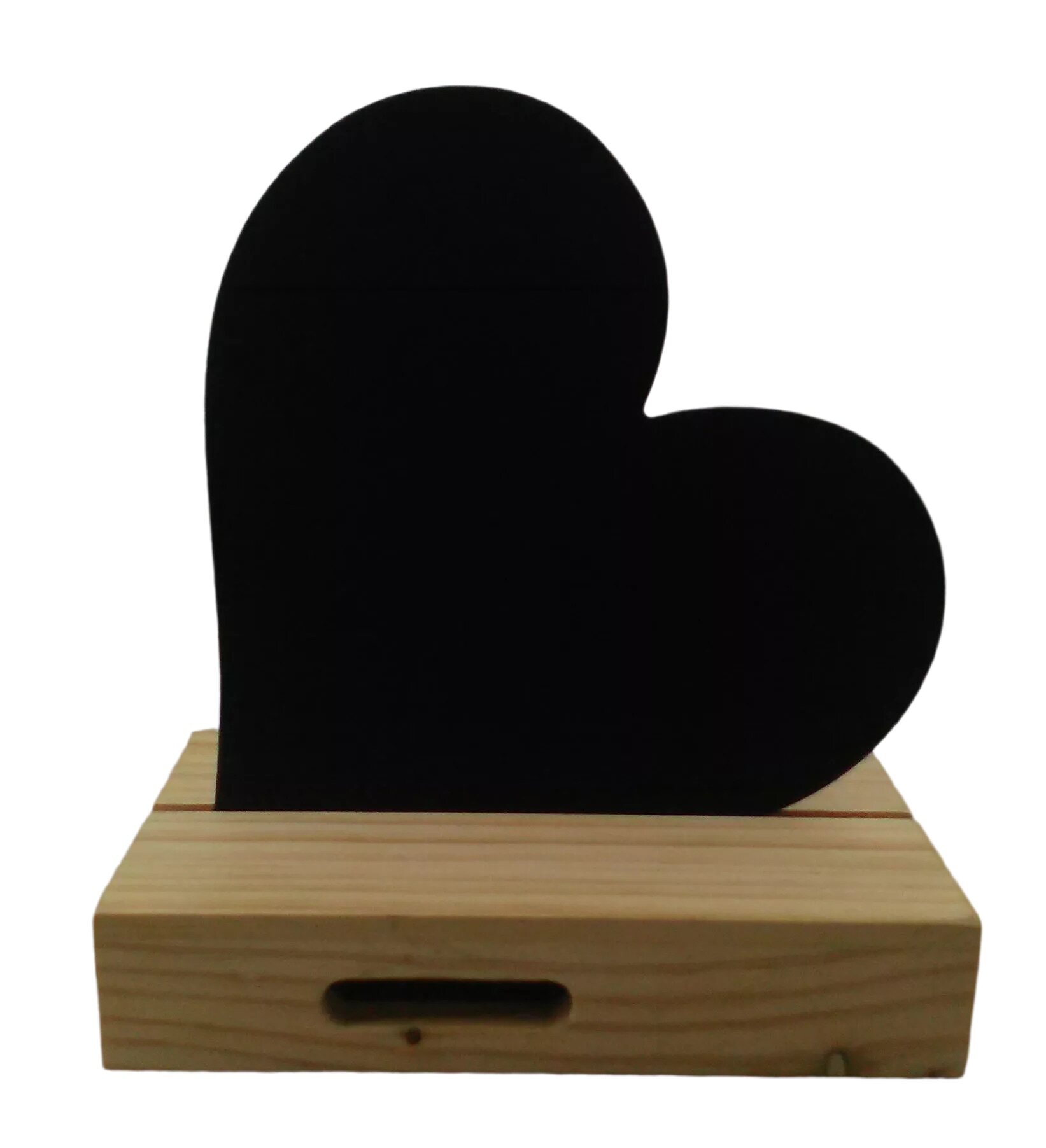 Solid pine wood chalkboard storage for writing notes and lists in heart love shape