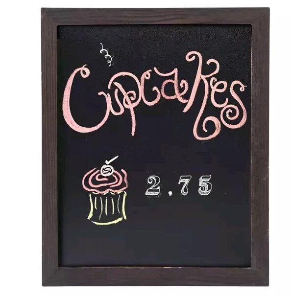 Wooden desktop and wall hanger erasable chalkboard in brown color-copy