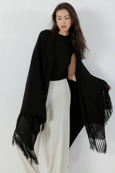 Sparkling cashmere-silk poncho cardigan