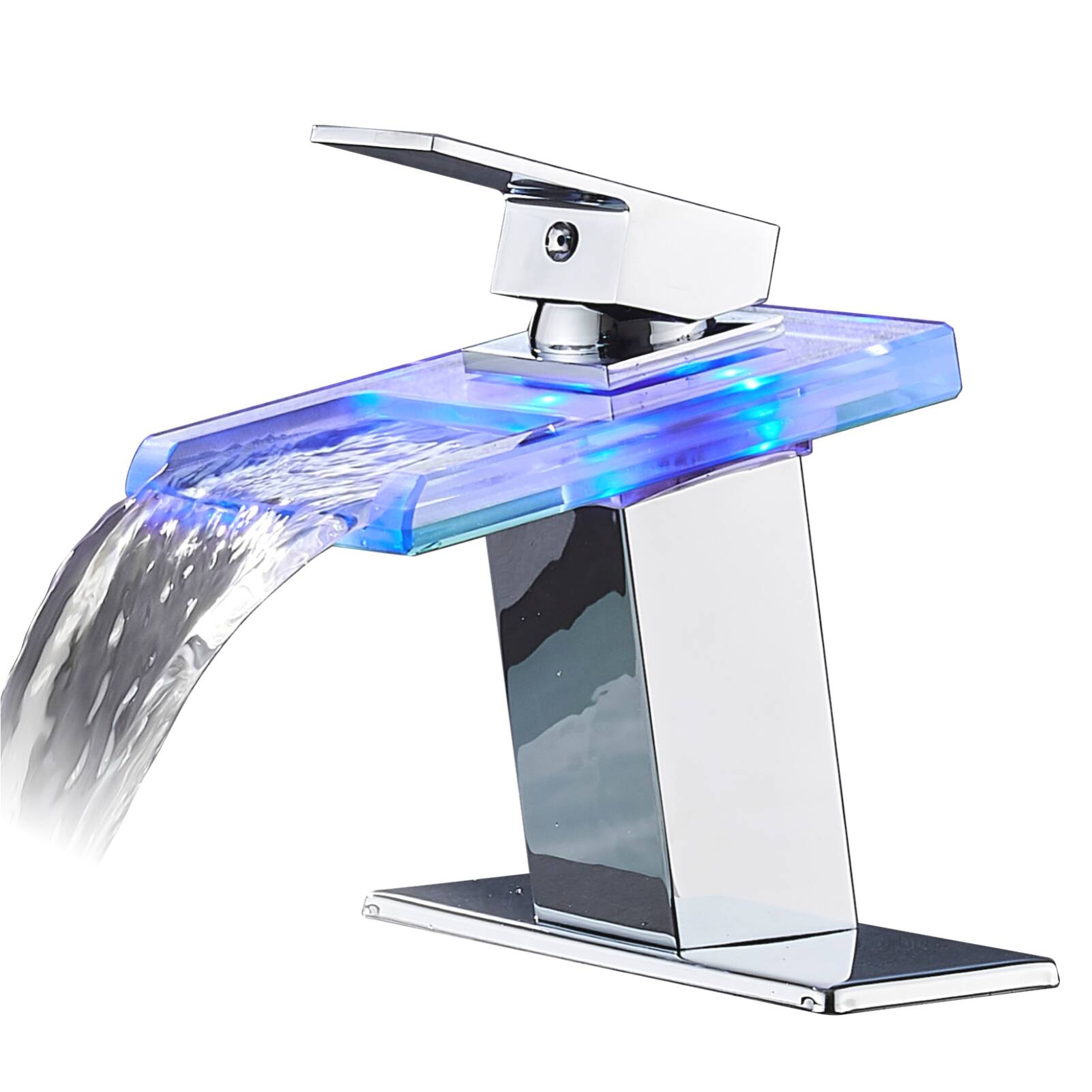 Creative waterfall LED light basin faucet Hot and cold wash basin color washing toilet basin faucet