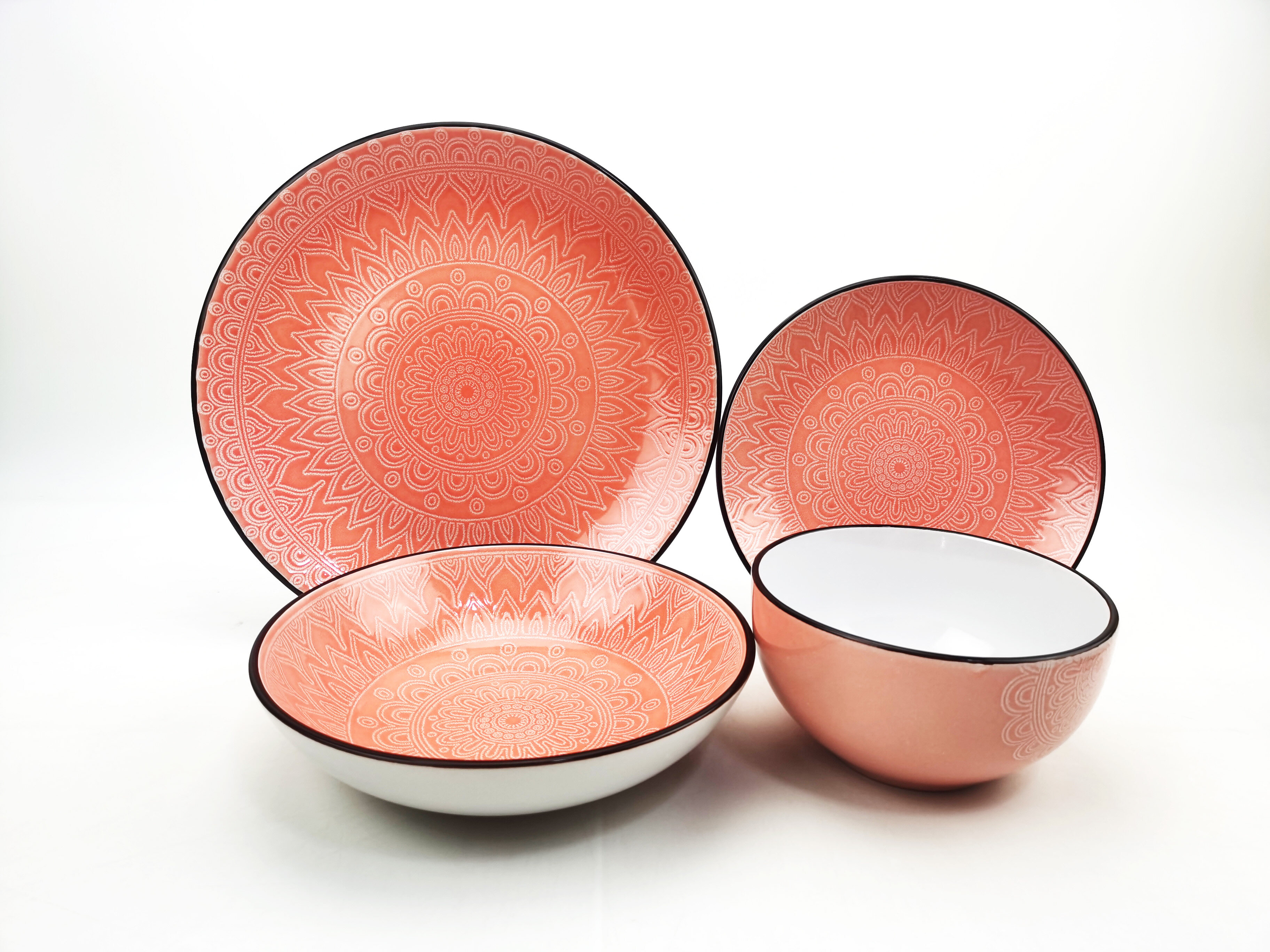 Glossy Ceramic Home Dining Bowl and Plate Set Tableware in Customized UV Pattern and rich colors