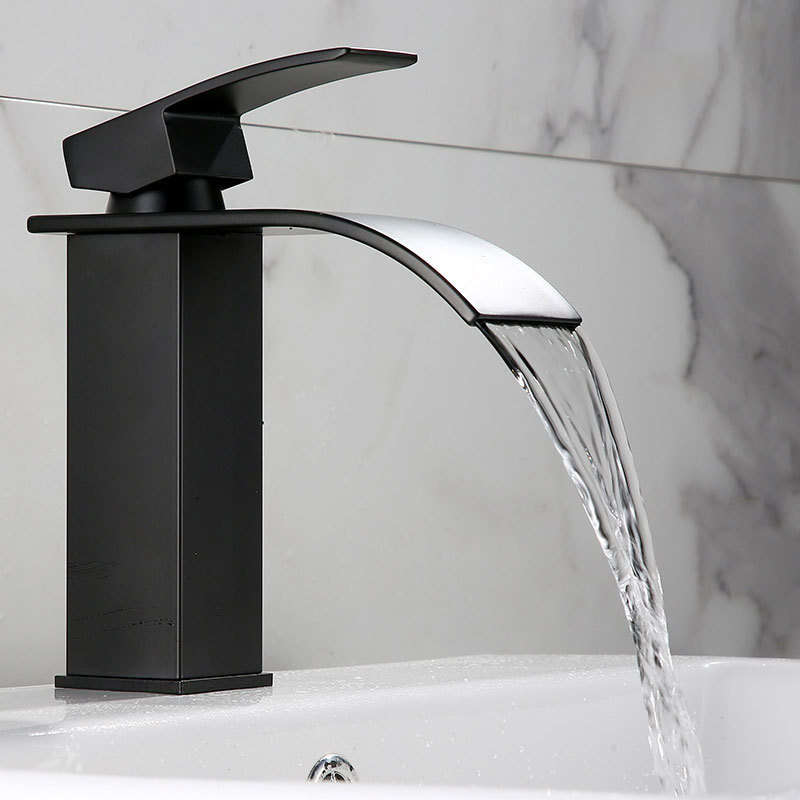 Bathroom waterfall faucet Hot and cold double control single hole basin faucet multi-color optional high and low optional