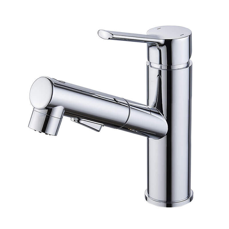 Pull-Out Kitchen Faucet with Cold and Hot Water for Home Bathroom Sink Vanity Washbasin-Chrome plating