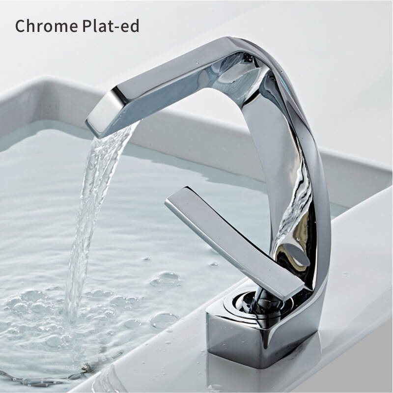 Waterfall faucet basin Hot and cold creative bathroom toilet face wash basin faucet splash proof all copper-Chrome plating