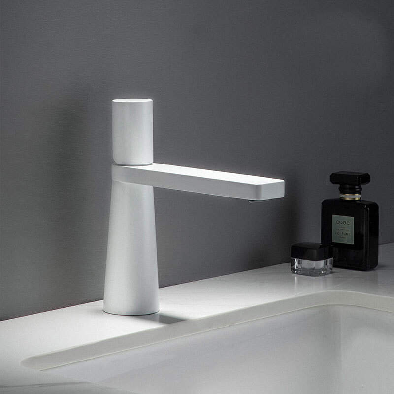 white short - Minimalist light luxury faucet Washbasin art 2-in-1 Hot and cold water washbasin faucet