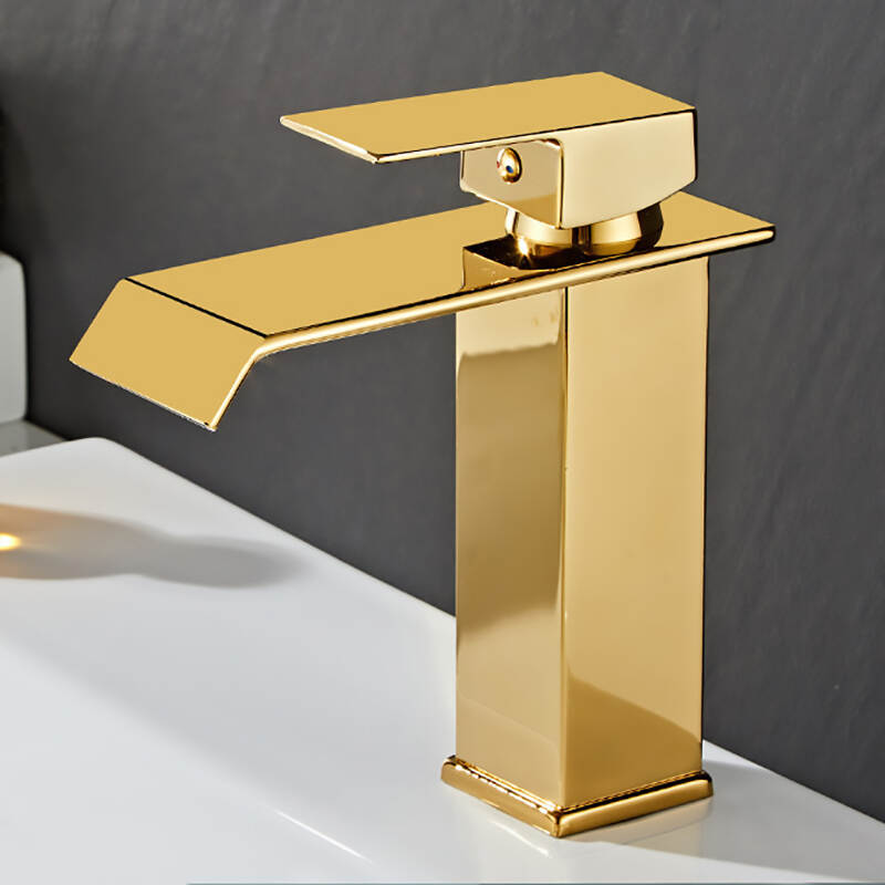 Gold - Wide mouth waterfall flow basin faucet Nordic wind bathroom sink faucet