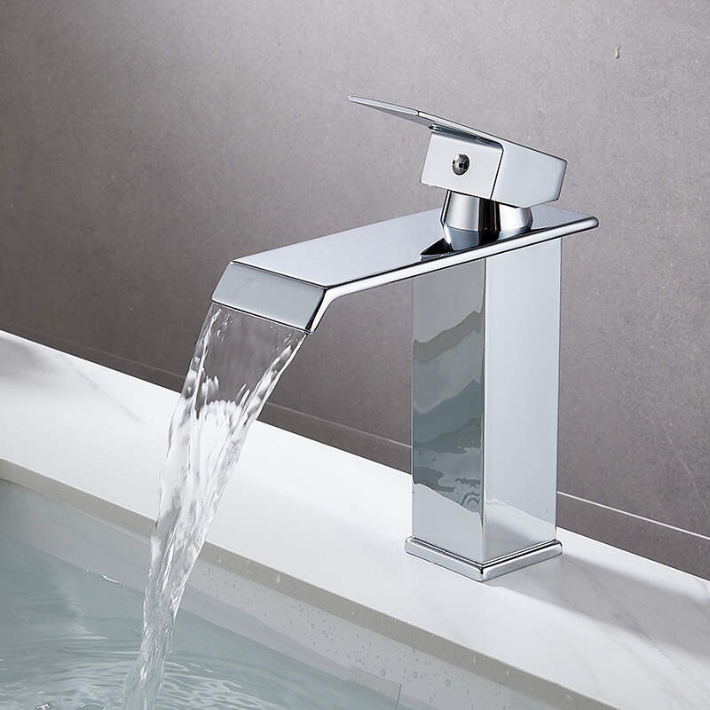 Chrome plating - Wide mouth waterfall flow basin faucet Nordic wind bathroom sink faucet