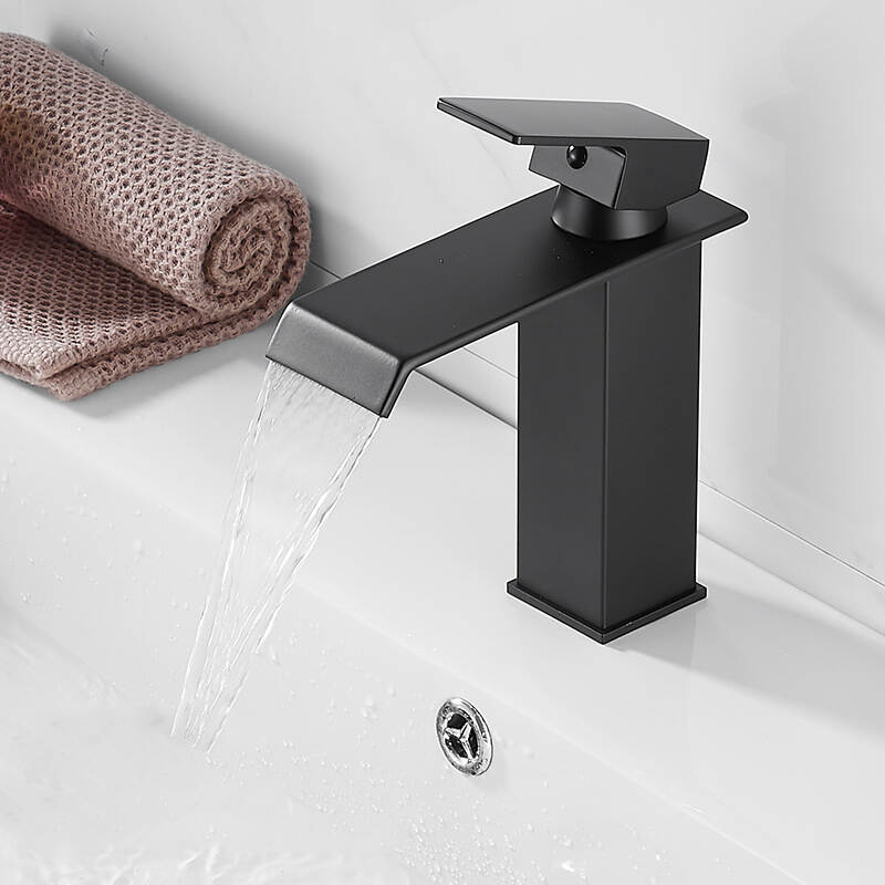 Black - Wide mouth waterfall flow basin faucet Nordic wind bathroom sink faucet