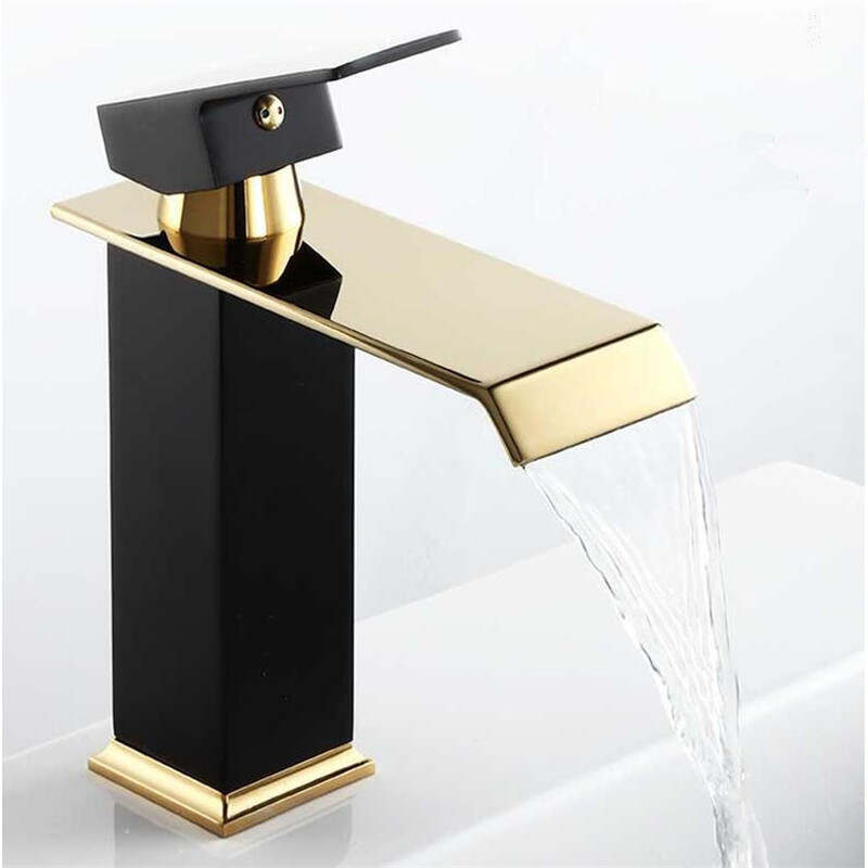 Dark gold - Wide mouth waterfall flow basin faucet Nordic wind bathroom sink faucet