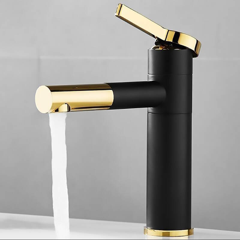 Pull-Out Kitchen Faucet with Cold and Hot Water for Home Bathroom Sink Vanity Washbasin Dark gold