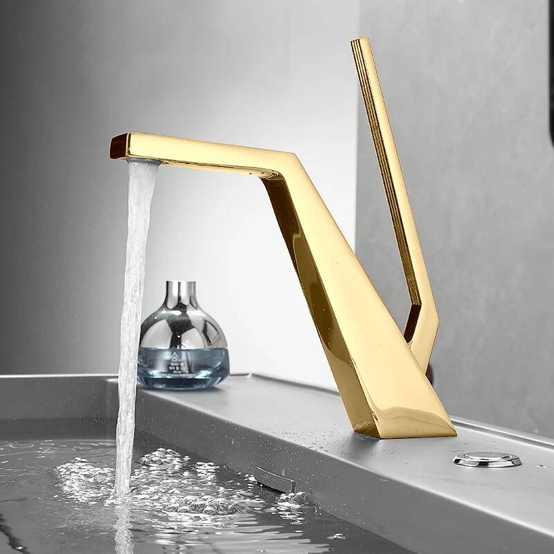 Creative personality basin faucet high appearance level minimalist basin faucet all copper hot and cold bathroom