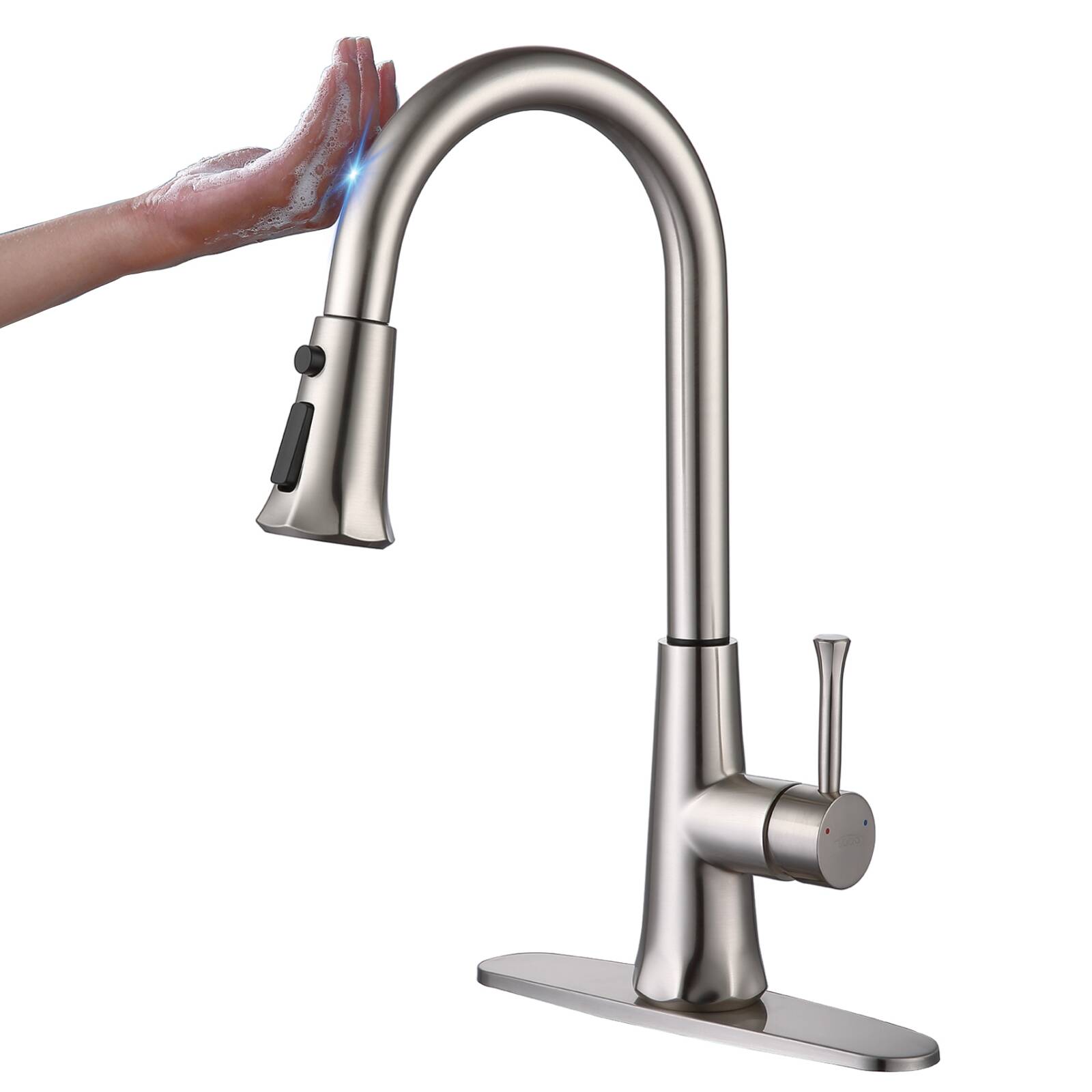 5191 Intelligent touch kitchen faucet large draw nickel wire rotating kitchen cold and hot double control three modes of water