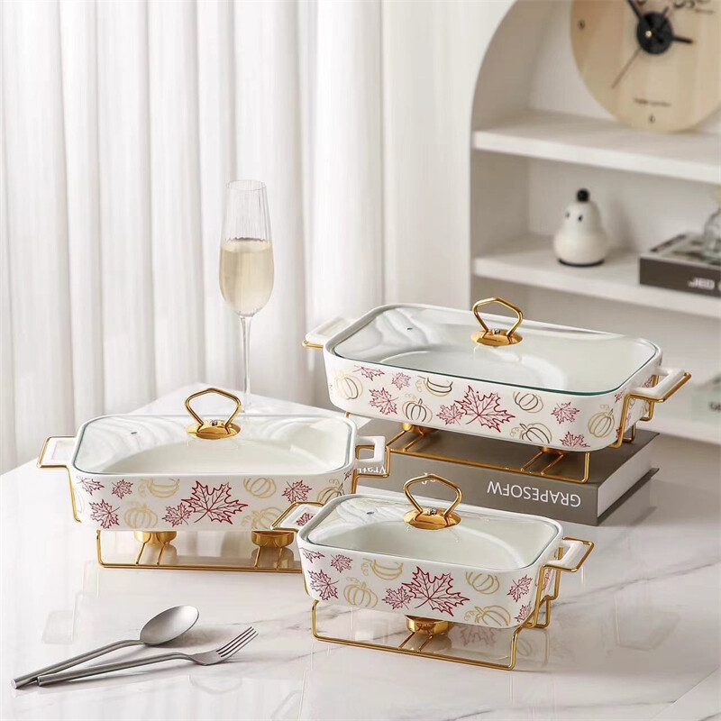 ceramic chafing dish set, square ceramic food warmer, design bakeware sets