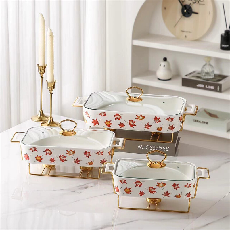 ceramic chafing dish set, square ceramic food warmer, design bakeware sets